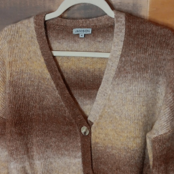 Jamison Wool Blend Cardigan M Brown Buttercup Yellow - Picture 3 of 7